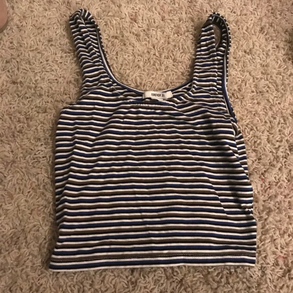 forever 21 green blue and white striped tank top